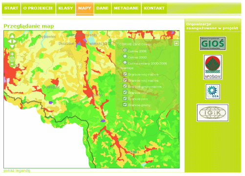 Mapa pokrycia terenu CLC2006 Mapa pokrycia terenu CLC 2012 Nowa podstrona internetowa GIOŚ