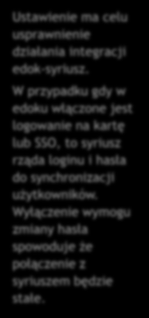 Polityka zmiany hasła co 30 dni. Dodano parametr w ustawieniach globalnych w module administratora pozwalający na wyłączenie konieczności zmiany hasła co 30 dni.