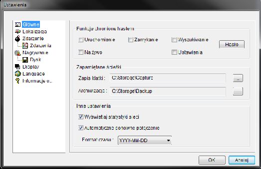 Select Channels (wybór kanałów): Umożliwia wybór kanałów które mogą być zgrane w obrębie zaznaczonego fragmentu czasu. 8.