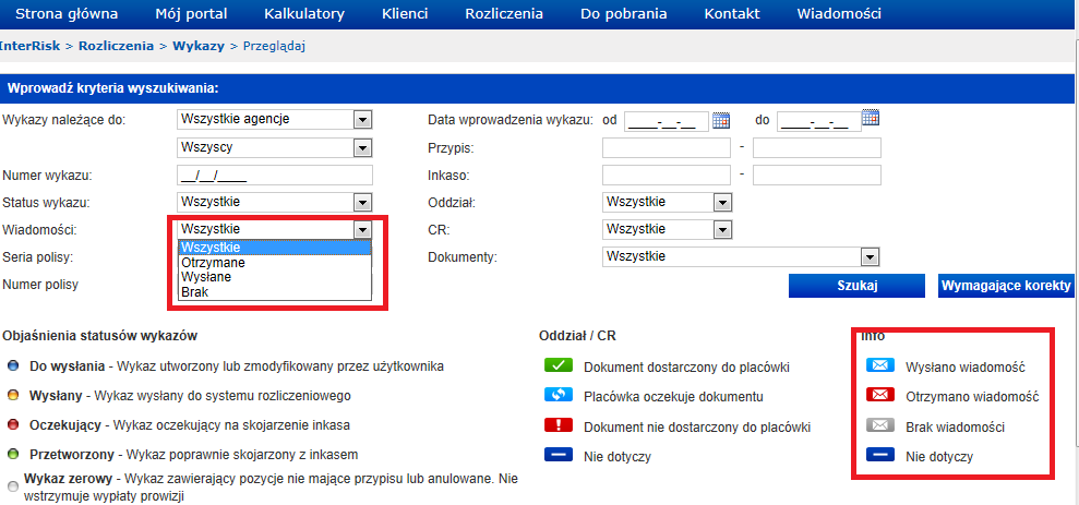 również możliwe z poziomu Wykazy