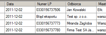 Eksportuj wszystkie wyeksportuje wszystkie pozycje bez przypisanego numeru listu Eksportuj wybrane wyeksportuje tylko zaznaczone pozycje Po udanej operacji wstawienia danych do systemu kuriera