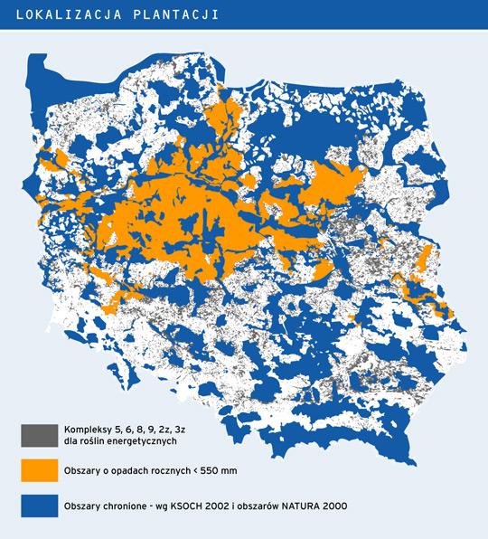 Biomasa w POLSCE Źródło Vattenfall Gleby dopuszczone do lokalizacji wieloletnich plantacji roślin