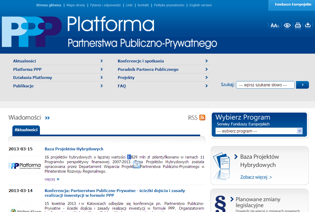 Strona internetowa Platformy PPP