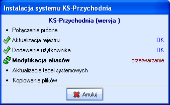 Archiwizacja dokumentacji medycznej podpisanej elektronicznie Po zaakceptowaniu wszystkich zmian nastąpi automatyczna instalacja serwera bazy danych. 2. Instalacja Borland Database Engine.