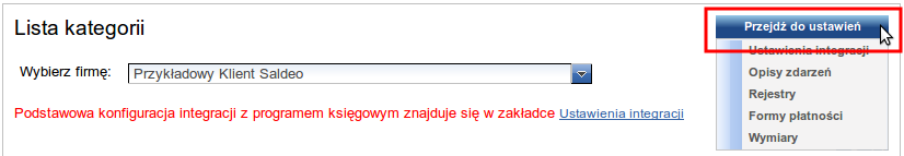 2. Ustawienia integracji dla programów Ramzes Ustawienia integracji dostępne są w zakładce Dokumenty Parametry: link do Ustawienia integracji.