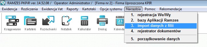 4.2. Import dokumentów w Ramzes PKPiR Import dokumentów z SaldeoSMART do Ramzes odbywa się w dwóch krokach.