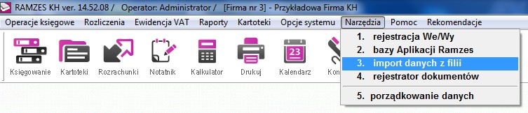 Wyświetlana jest lista z rejestrem. 4.3. Import dokumentów w Ramzes KH Import dokumentów z SaldeoSMART do Ramzes odbywa się w dwóch krokach.