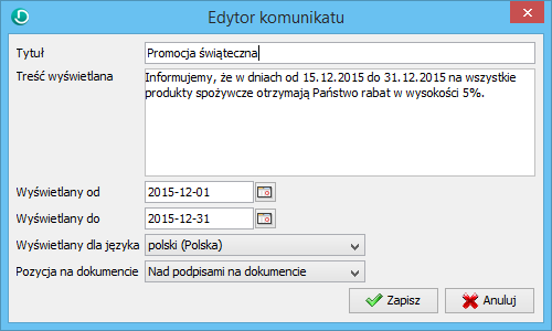 2.2 Dodatkowe opisy na dokumentach Wprowadzono funkcjonalność pozwalającą na dołączenie dodatkowych opisów przed i po podpisami na dokumentach sprzedaży / wydania.