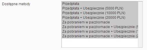 Paczkomat do wysyłki w przypadku wybrania opcji Brak zostanie wybrany domyślny paczkomat nadawczy Paczkomaty dostępny w przypadku braku atrybutu czy metoda wysyłki paczkomaty ma być dostępna w