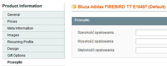 Użyj własnych atrybutów pozwala na użycie własnych atrybutów określających wysokość, szerokość lub głębokość zamiast atrybutów automatycznie dodanych przez moduł, które są dostępne podczas edycji