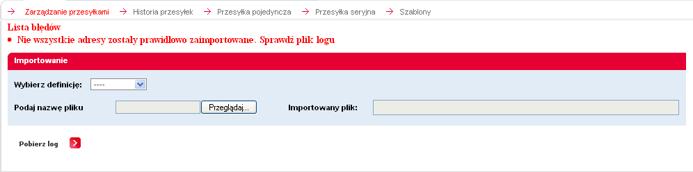 5. Import przesyłek W kolumnie, która określa wartość pobrania COD przesyłki, musi być podana kwota, w tym przypadku mapujemy kwotę z kolumny źródło 1 do 1 z polem Pobranie COD: Kwota pobrania.