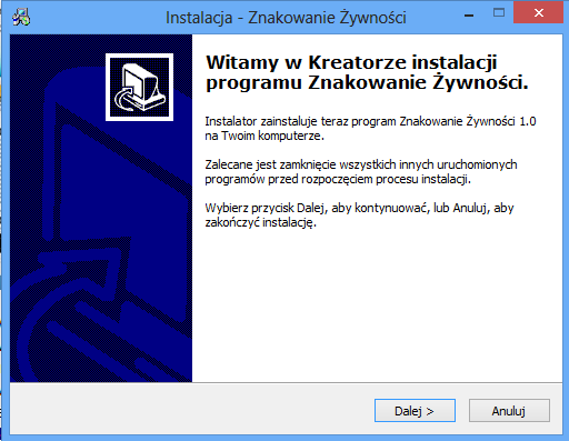 Instrukcja obsługi programu komputerowego Znakowanie żywności Program komputerowy Znakowanie żywności Ocena zgodności etykiet środków spożywczych z wymaganiami nowego ROZPORZĄDZENIA PARLAMENTU