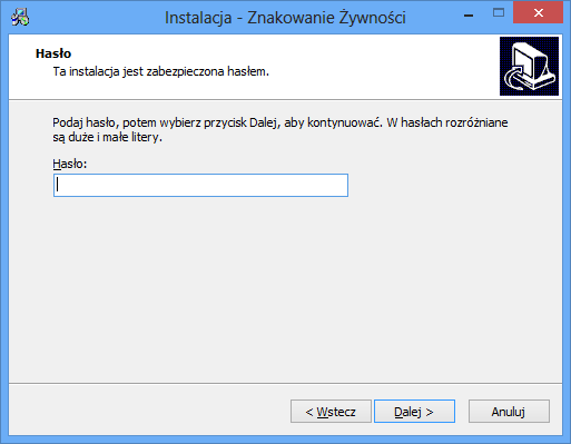 3. W następnym oknie kreatora instalacji programu Znakowanie