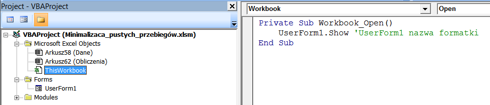 j =1 x ij = a i (i = 1,, ) (wykorzystaie pustych środków trasportu dla każdego puktu); x ij >= 0 (i,j=1,,). ZADANIA DO WYKONANIA W EXELU A) Programowaie z wykorzystaiem VBA 1.