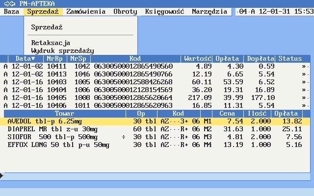 Kolejne przyciśnięcie klawisza F1 zmieni uporządkowanie wyświetlanej informacji według kolumny status i daty. Wskaźnik trójkąta w kolumnie informuje, jakie uporządkowanie zostało wybrane. 2.