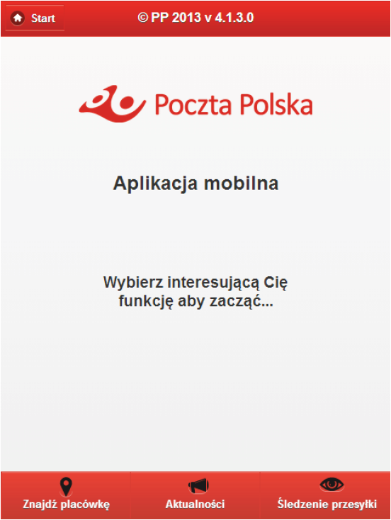 Wprowadzenie Po wpisaniu w przeglądarce adresu URL aplikacji na ekranie zostanie wyświetlony strona startowa aplikacji.