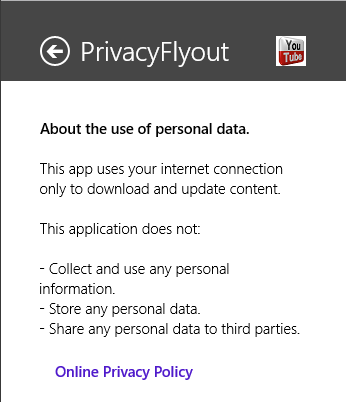 <Run> - Collect and use any personal information. </Run> <LineBreak/> <Run FontFamily="Global User Interface"> - Store any personal data.