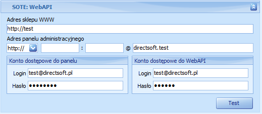 Pole mysql w zakładce Połączenia służy wprowadzeniu danych o serwerze, porcie, bazie danych i kodowaniu (Rys.8). Po wprowadzeniu informacji, prawdziwość danych sprawdzamy klikając Testuj.