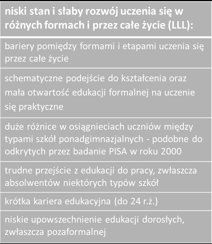 2. Znaczenie idei uczenia się przez całe życie Perspektywa uczenia się przez całe życie (dodatkowy dokument strategiczny wynikający ze zobowiązań międzynarodowych) projekt