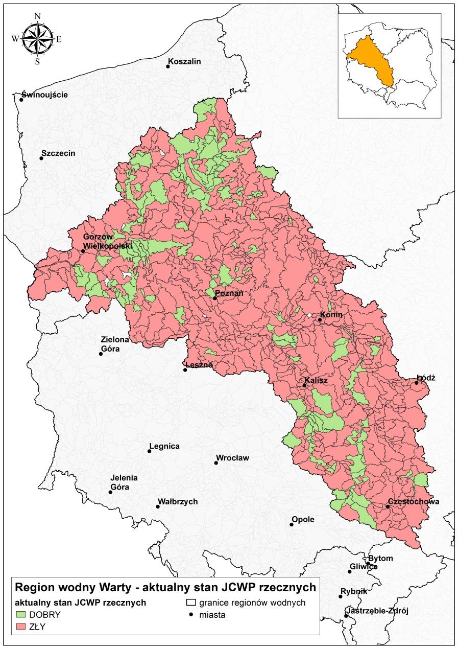 Ocena stanu JCWP rzecznych Ocena stanu JCWP rzecznych stan dobry 140 JCWP stan zły 492 Stan/potencjał ekologiczny poniżej