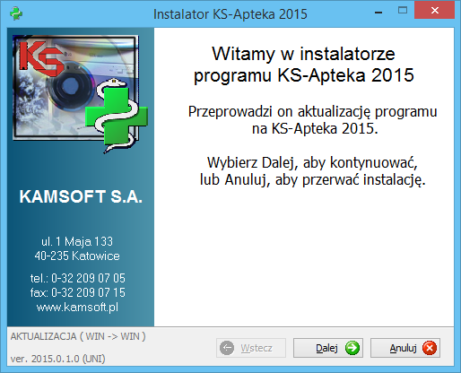 Rys.37. Wybór instalacji Zostanie wyświetlone okno powitalne instalatora (rys. 38)