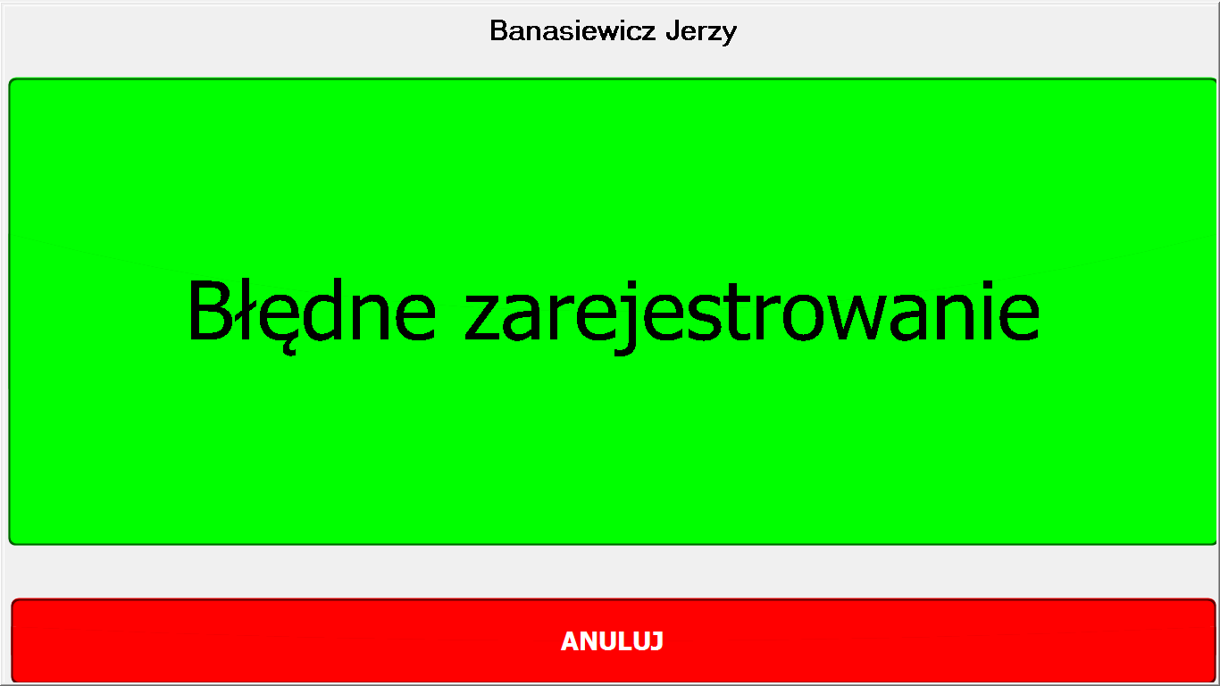 Wyświetlony błąd to pole słownikowe wprowadzone w programie SZCP. Po kliknięciu komunikat błędu zostaje on zarejestrowany. Do okna logowania można wrócić klikając Anuluj lub Potwierdź.