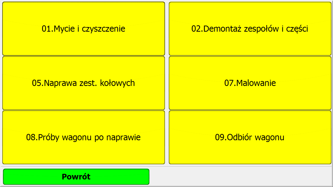 Po kliknięciu w dane zlecenie, wyświetli się lista czynności do wyboru: Po wybraniu czynności zostanie zarejestrowany stempel