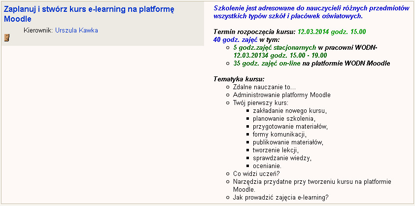 Kursy doskonalące e-learning na