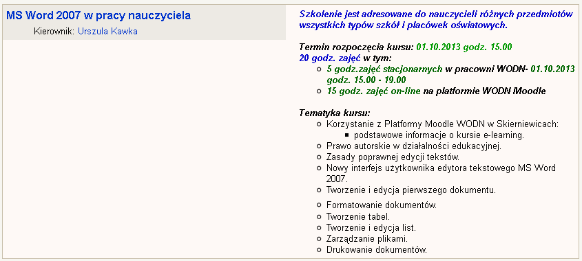 Kursy doskonalące e-learning na