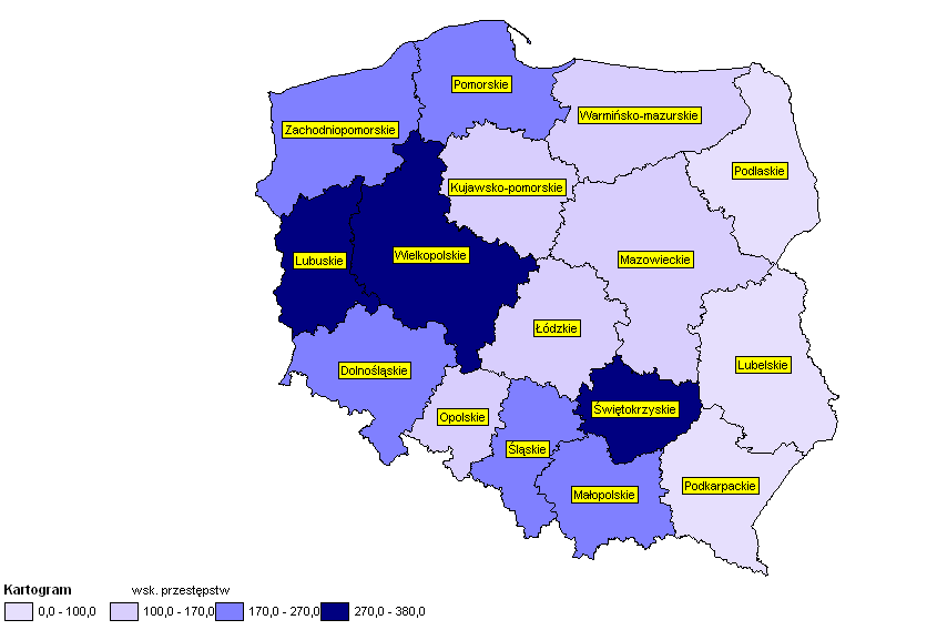 Wykres III-2.1.1. Liczba przestępstw stwierdzonych w 2011 r. z ustawy o przeciwdziałaniu narkomanii z 2005 r.