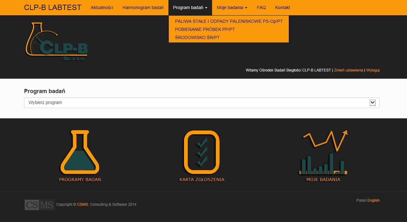 Wybór programów badań biegłości Kliknięcie przycisku spowoduje pobranie lub otwarcie pliku PDF z zatwierdzonym przez Ośrodek Badań Biegłości CLP-B LABTEST dokumentem zawierającym ogólny opis Programu
