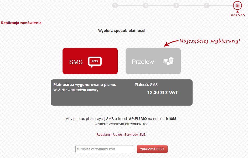 9 Opłać pismo c.d. Wybrałeś SMS?