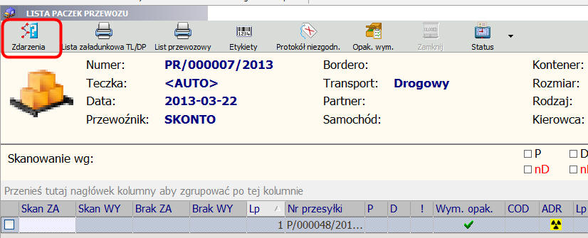 22. Trasy drobnicowe Przy wybraniu pojazdu należącego do przewoźnika XYZ przewoźnik ten automatycznie ustawi się na trasie ( o ile