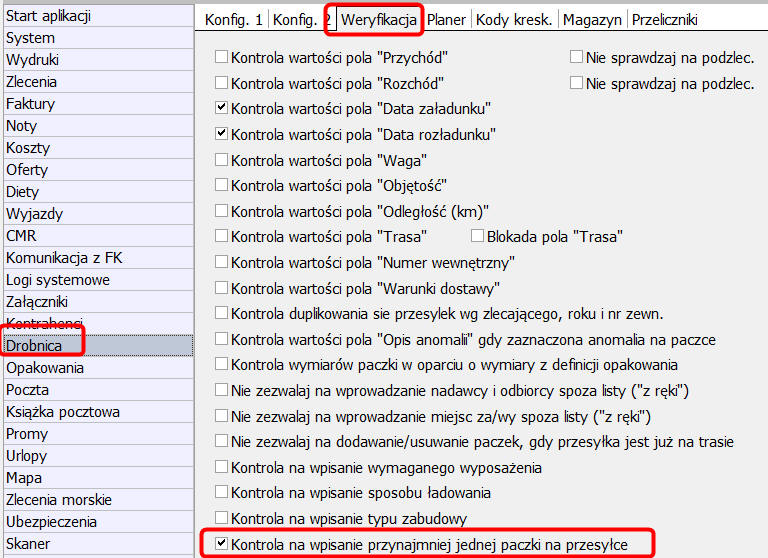 28. Opcje Drobnica Nowe opcje związane z obsługą ADR w drobnicy: