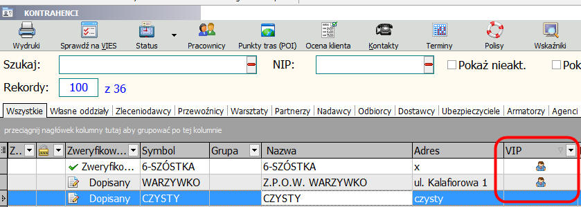 3. Kontrahenci Dodano możliwość oznaczenia kontrahentów posiadających flotę do 3,5 T.