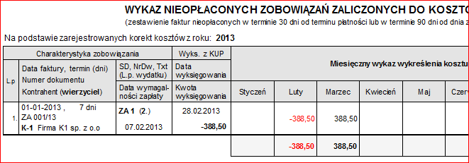 Korekty -> Ewidencja zapisów Księgowych do których wykonywano korekty Ww.