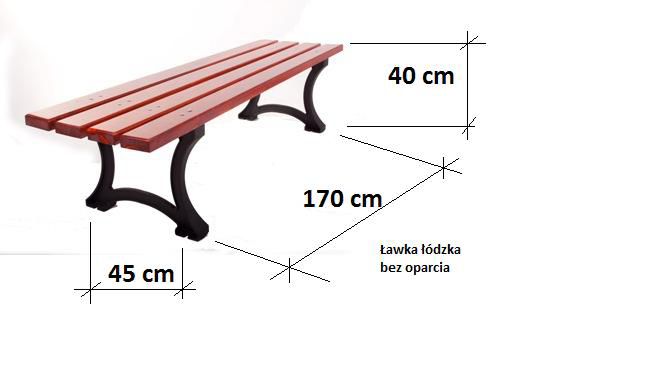 CHARAKTERYSTYKA WYROBU Zdjęcie wyrobu i podstawowe wymiary:. REKORD P.P.H.U Odlewy żeliwne : Podstawę ławki stanowią dwa odlewy żeliwne o wadze8kg każdy.