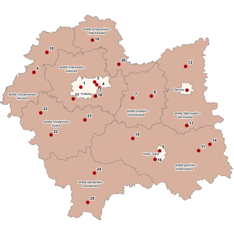 Krasińskiego oraz w Suchej Beskidzkiej.