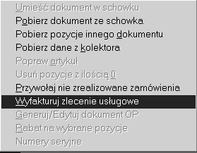 Zakładka - Faktury Prezentuje fakturę (faktury) sprzedaży związaną z wykonaniem zlecenia usługowego. Program umożliwia automatyczne wyfakturowanie zlecenia.