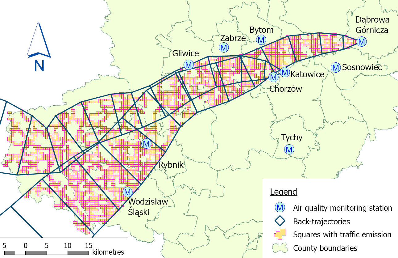 Ocena wielkości emisji zanieczyszczeń ze źródeł lokalnych Ocena emisji zanieczyszczeń ze źródła S wewnątrz monitorowanego obszaru odbywa się w wyniku następującej procedury: każdy pomiar stężenia