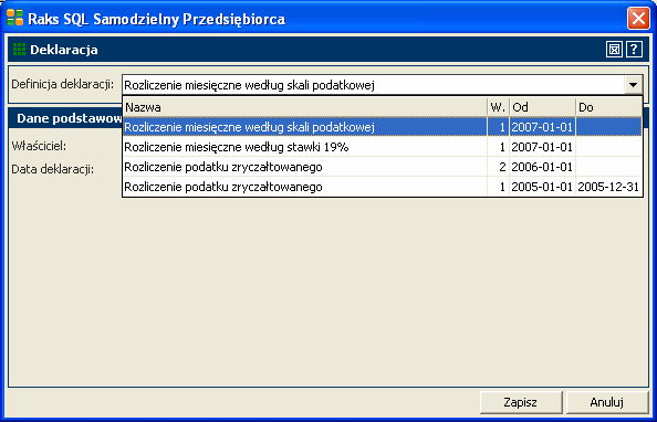 Krok 2 Rozliczanie podatku dochodowego W sekcji "Podatek dochodowy od osób fizycznych" po lewej stronie okna wybieramy rozliczenie miesięczne lub kwartalne (zależnie od wybranego sposobu rozliczania