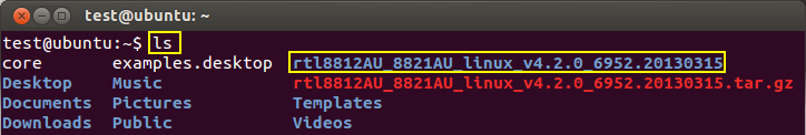 cd /home/test 5. Wypakuj sterownik używając poniższego polecenia: tar vxf 2011_0427_RT3572_Linux_STA_v.2.5.0.0.DP.bz2 6. Sprawdź rozpakowany plik za pomocą polecenia Is : 7.