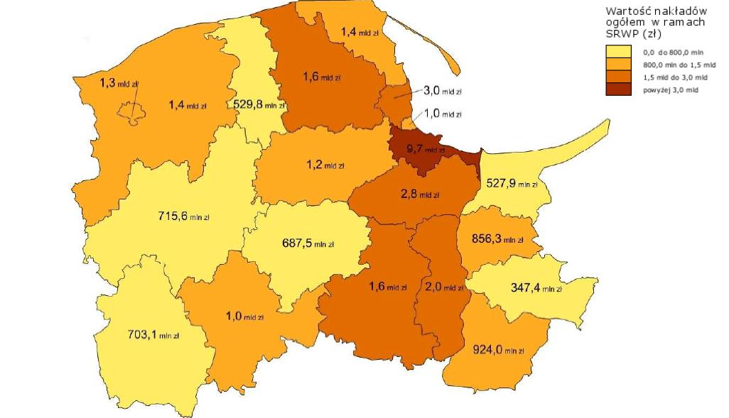 województwie pomorskim w latach 2005-2010, Gdańsk 2011 Wartość nakładów w ramach Strategii Rozwoju Województwa Pomorskiego dla projektów realizowanych na terenie powiatu chojnickiego wyniosła w