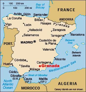 Granada Perła Andaluzji 5 Położenie Granady w Hiszpanii mapa