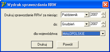Drukuj Funkcja umożliwia dla podanego okresu
