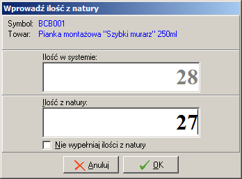 Wybieranie pozycji z bazy towarowej Może być stosowane zarówno do inwentaryzacji całościowych jak i częściowych.
