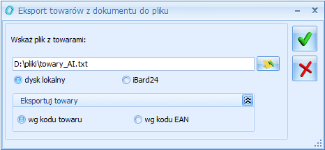 4 Handel 4.1 Nowości 4.1.1 Arkusz Inwentaryzacyjny - eksport towarów z dokumentu do pliku Umożliwiliśmy eksport towarów do pliku z poziomu Arkusza Inwentaryzacyjnego oraz Arkusza Inwentaryzacyjnego Pomocniczego.