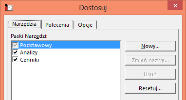 Układanie pasków w oknie głównym ihurt. Podczas aktualizacji wersji tworzony jest pasek "Podstawowy" i umieszczany z lewej strony okna (żeby było "po staremu").