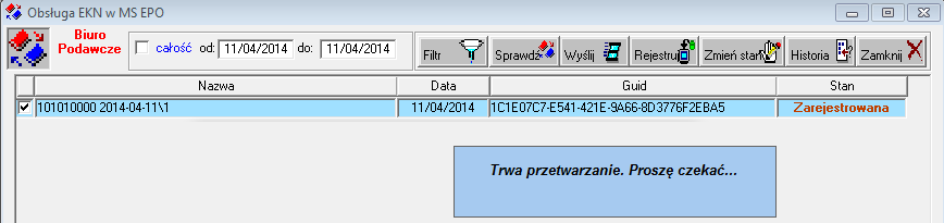 W celu potwierdzenia przekazania należy wybrać opcję Wyślij. Aplikacja wyświetli komunikat z potwierdzeniem wysłania.