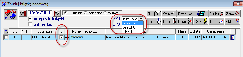 W niektórych aplikacjach wymagane jest dodanie pisma do własnej książki nadawczej po stronie aplikacji wydziałowej, gdyż w innym przypadku nie zostanie ono uwzględnione przy budowaniu książki